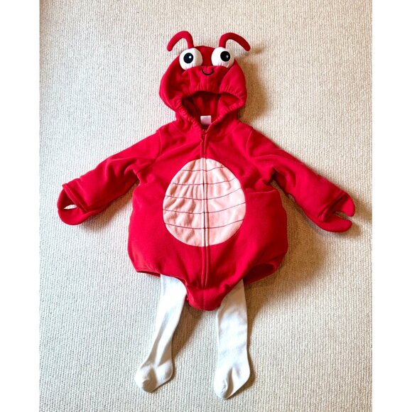 Carters Baby Halloween Costume Little Lobster 6-9 Month Fleece Plush w Tights - Picture 2 of 4